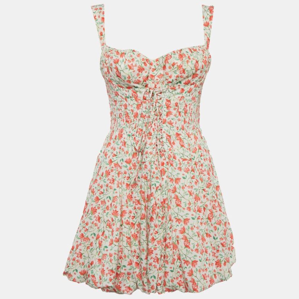 Sagaza Cream Floral Print Delizia Mini Dress M
